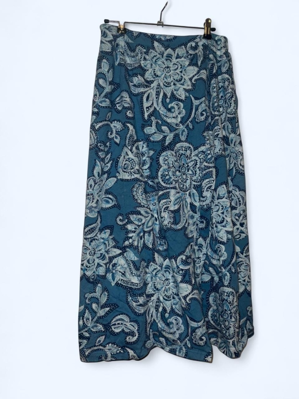 Y2K Cotton Teal Floral Maxi Skirt